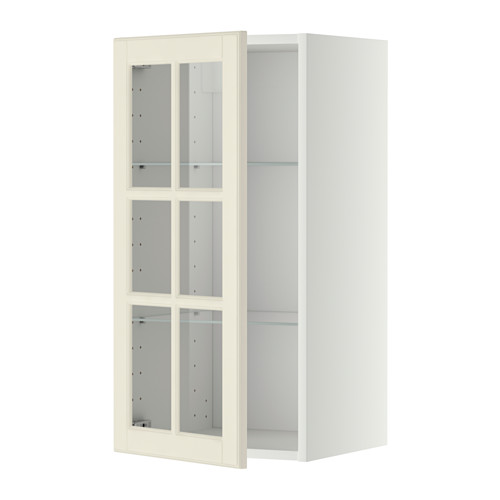 METOD wall cabinet w shelves/glass door