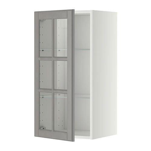 METOD wall cabinet w shelves/glass door