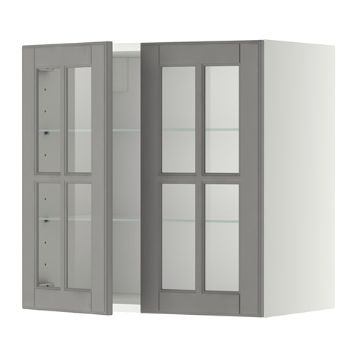 METOD wall cabinet w shelves/2 glass drs