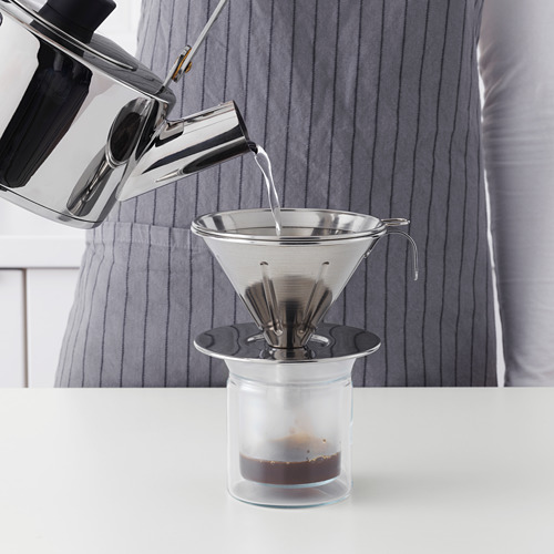 ÖVERST 3-piece metal filter coffee set