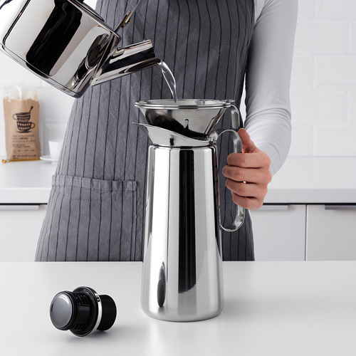 ÖVERST 3-piece metal filter coffee set