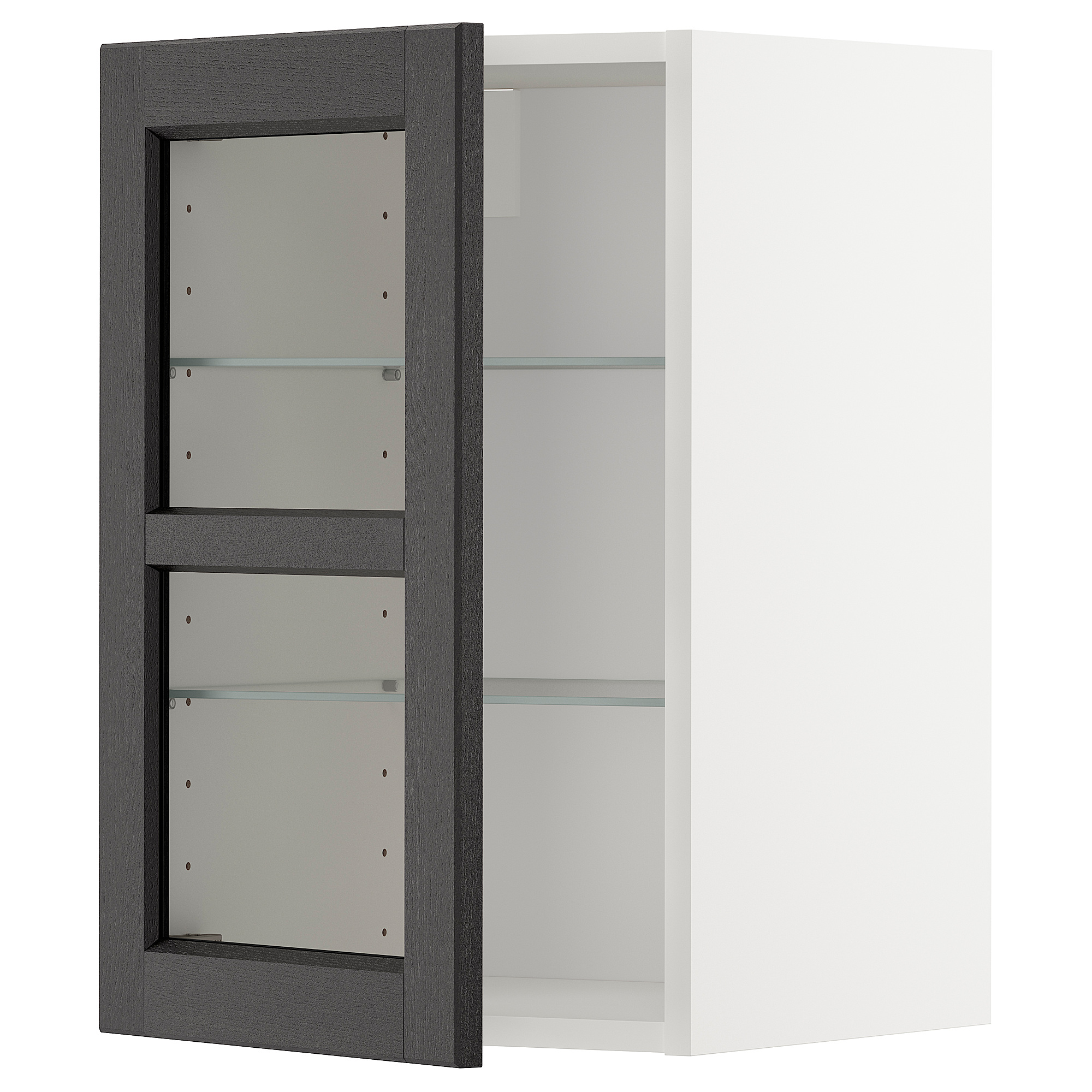 METOD wall cabinet w shelves/glass door