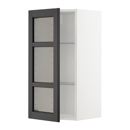 METOD wall cabinet w shelves/glass door