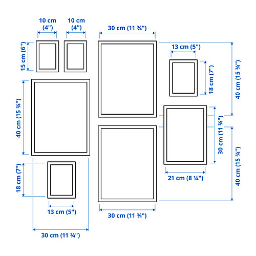 KNOPPÄNG frame with poster, set of 8