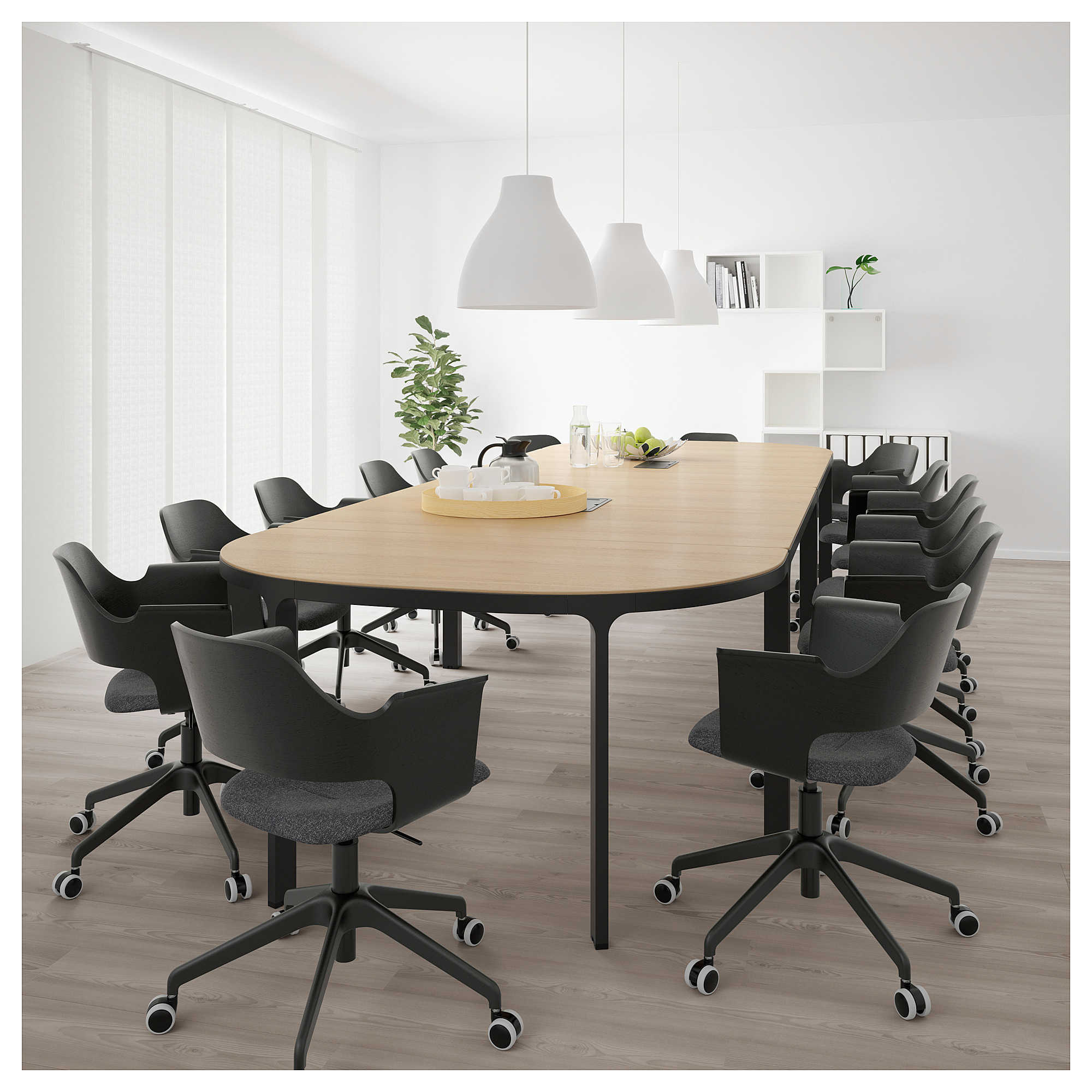 BEKANT conference table, white stained oak veneer/black IKEA Hong