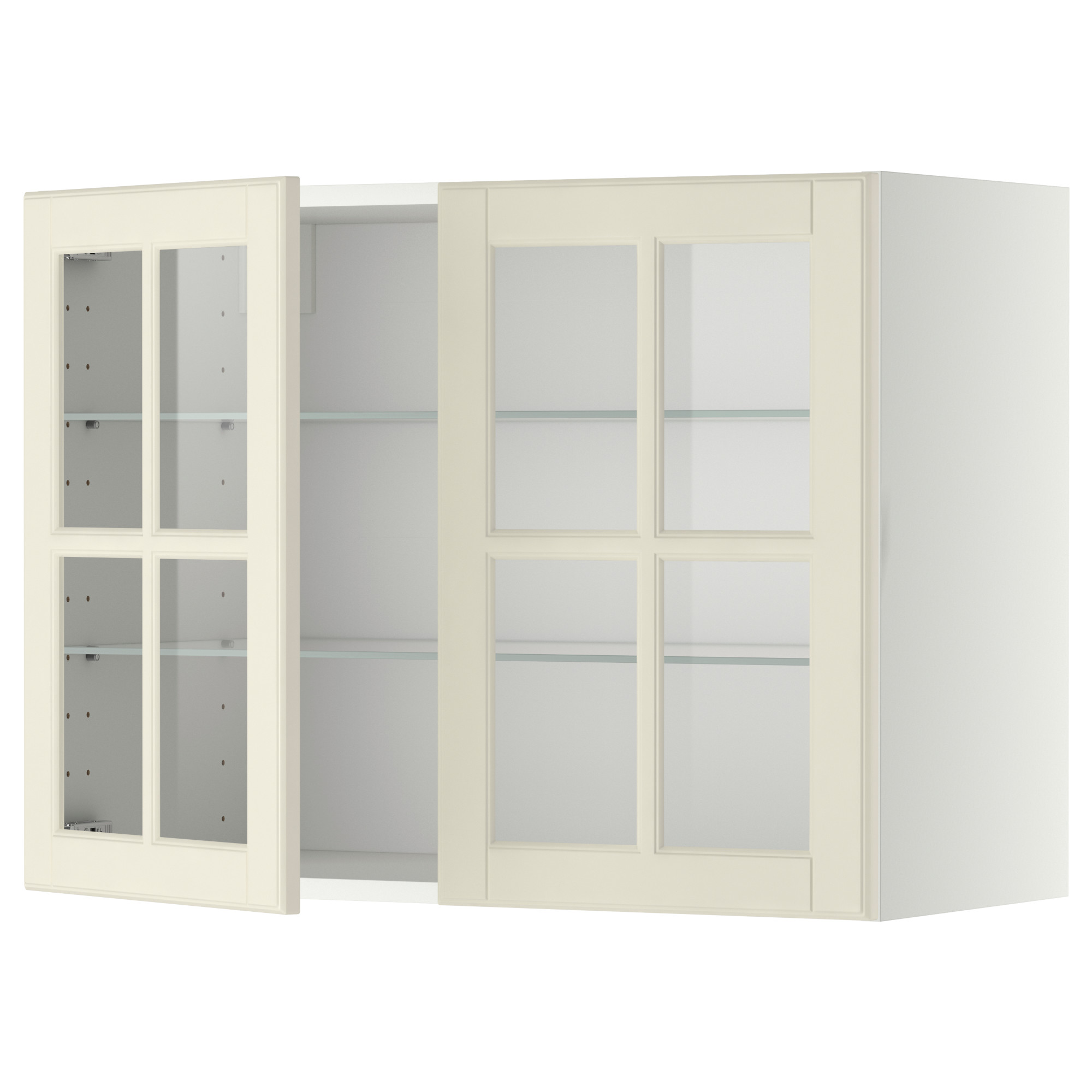 METOD wall cabinet w shelves/2 glass drs