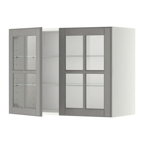 METOD wall cabinet w shelves/2 glass drs