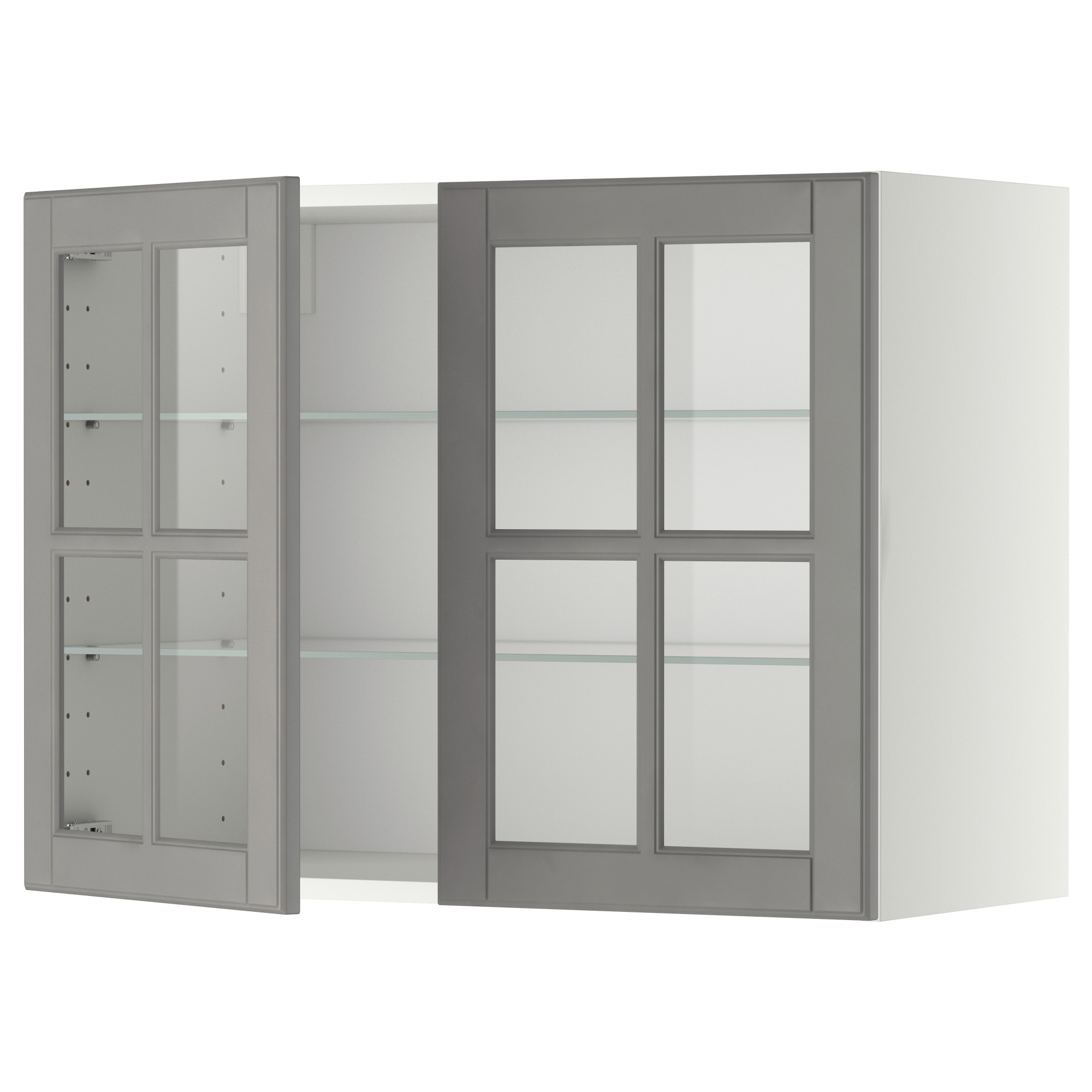 METOD wall cabinet w shelves/2 glass drs