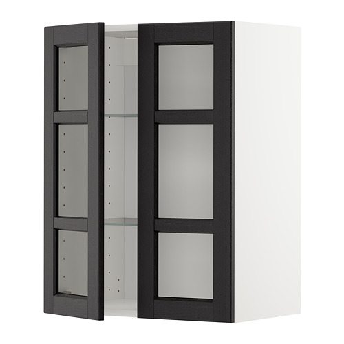 METOD wall cabinet w shelves/2 glass drs