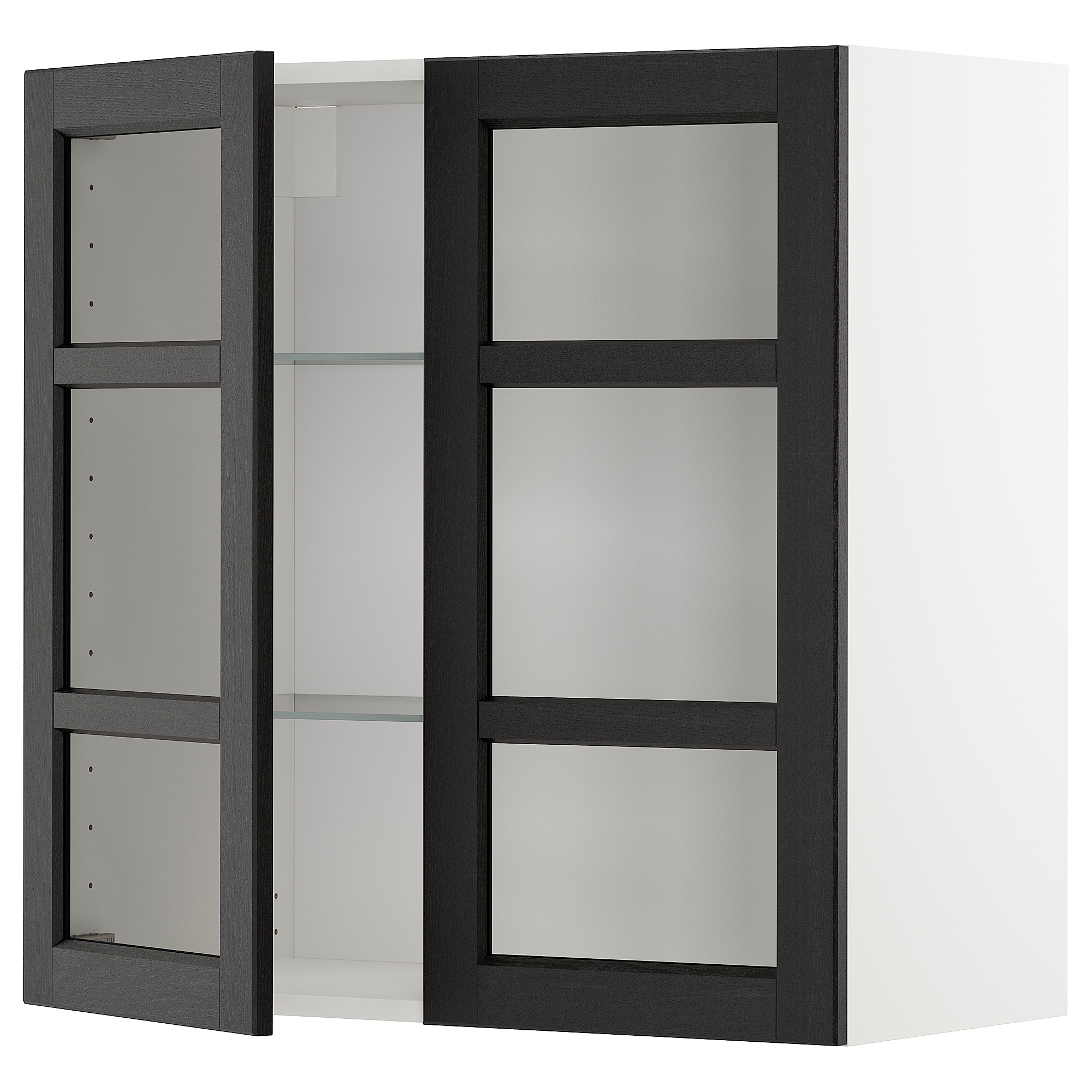 METOD wall cabinet w shelves/2 glass drs