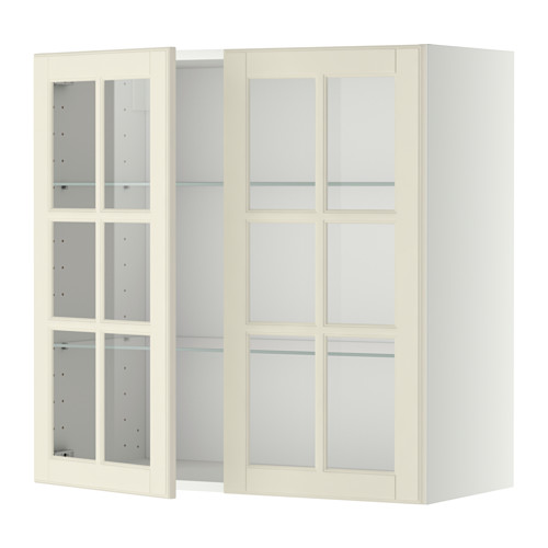 METOD wall cabinet w shelves/2 glass drs