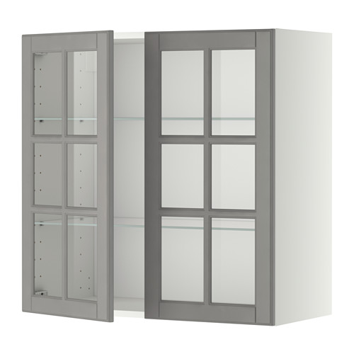 METOD wall cabinet w shelves/2 glass drs