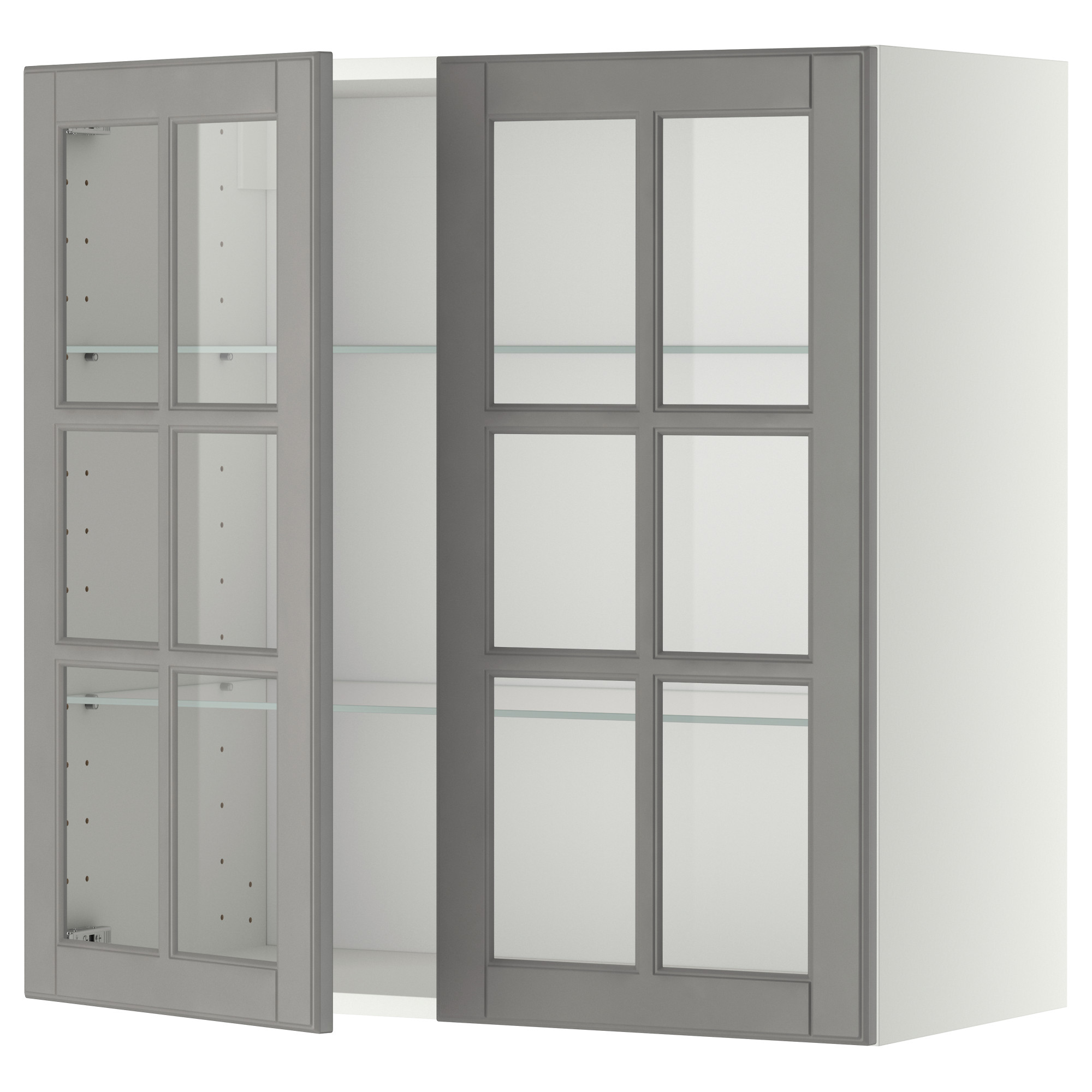 METOD wall cabinet w shelves/2 glass drs