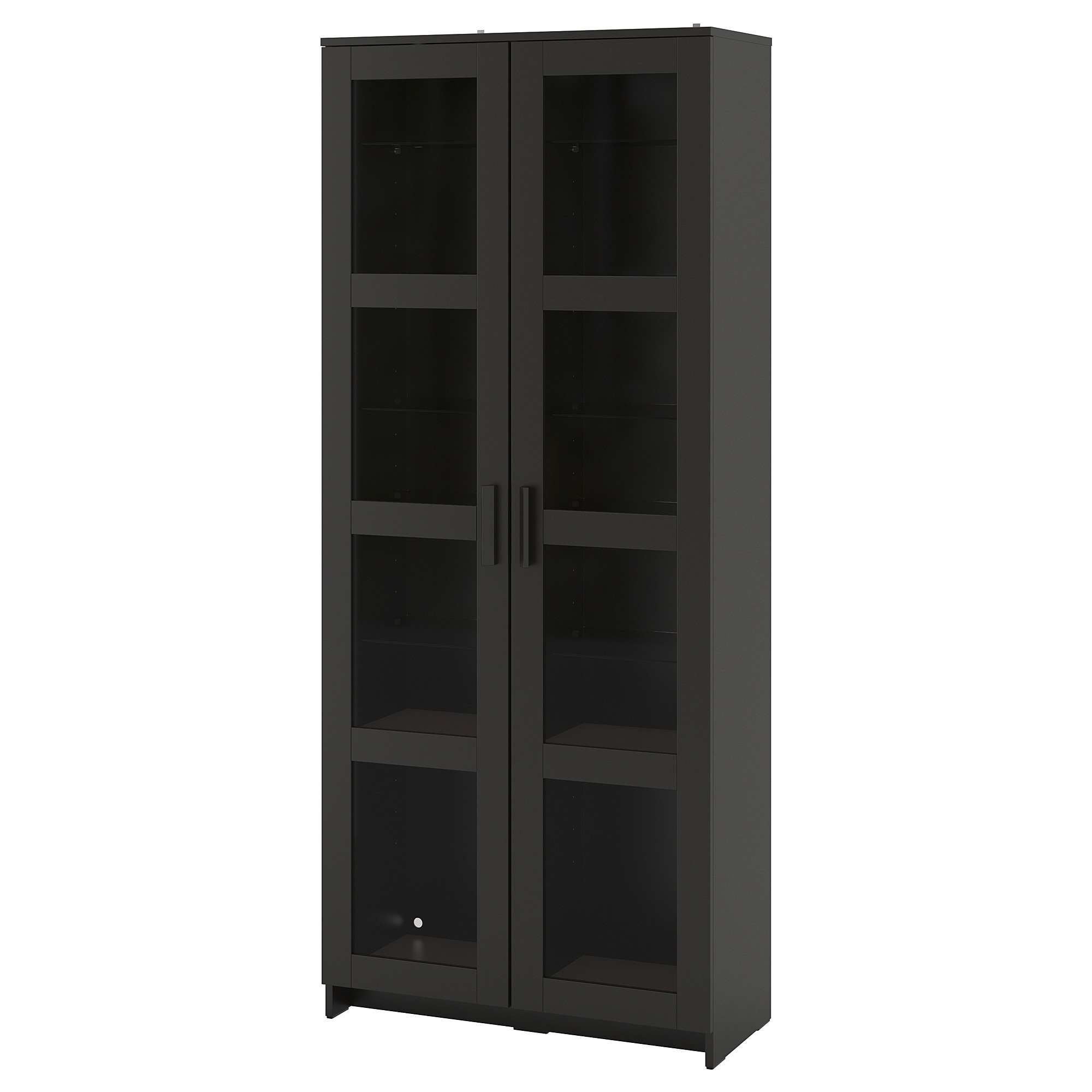 BRIMNES - glass-door cabinet, black, 80x190 cm | IKEA Hong