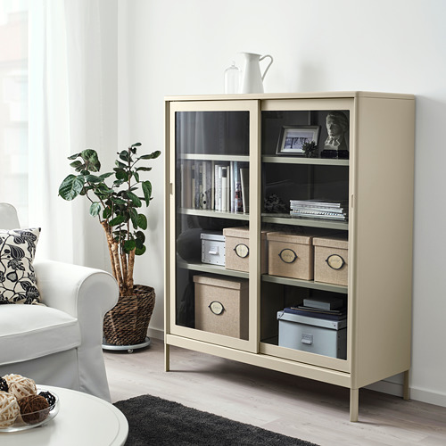 IDÅSEN cabinet with sliding glass doors