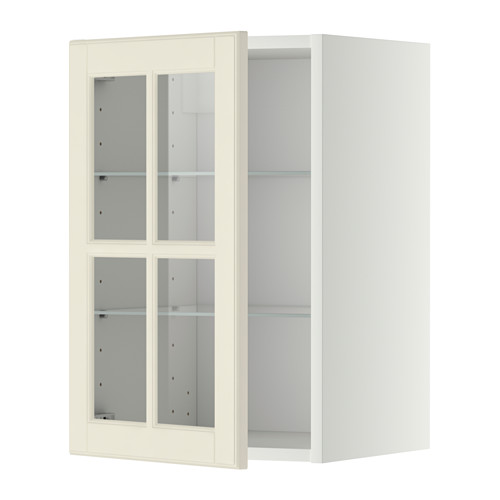 METOD wall cabinet w shelves/glass door