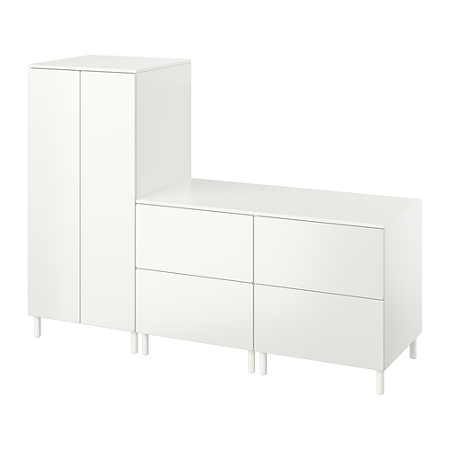 PLATSA/SMÅSTAD wardrobe, white white/with 2 chest of drawers