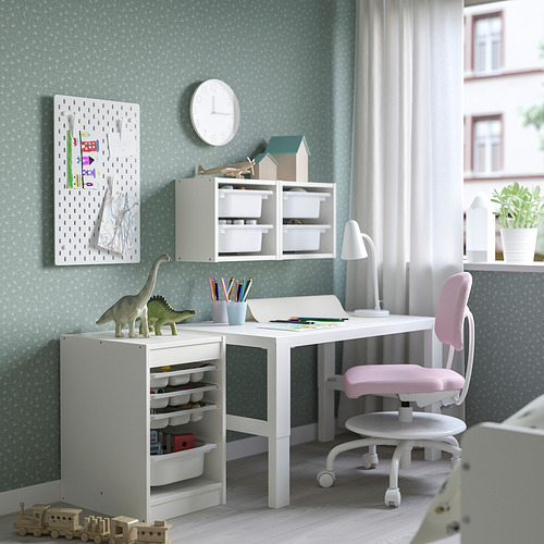 TROFAST storage combination with box/trays, white grey/white