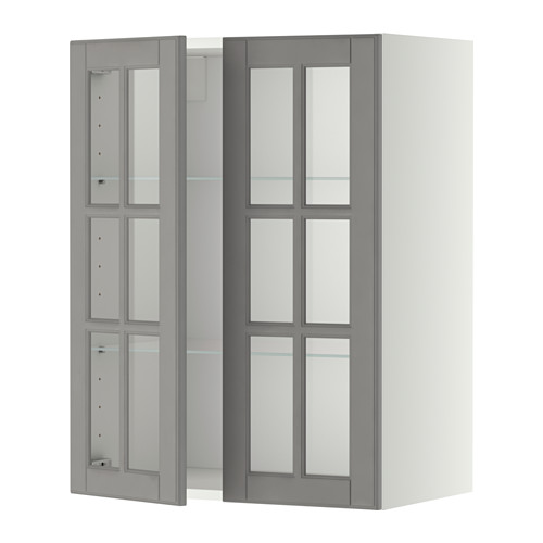 METOD wall cabinet w shelves/2 glass drs