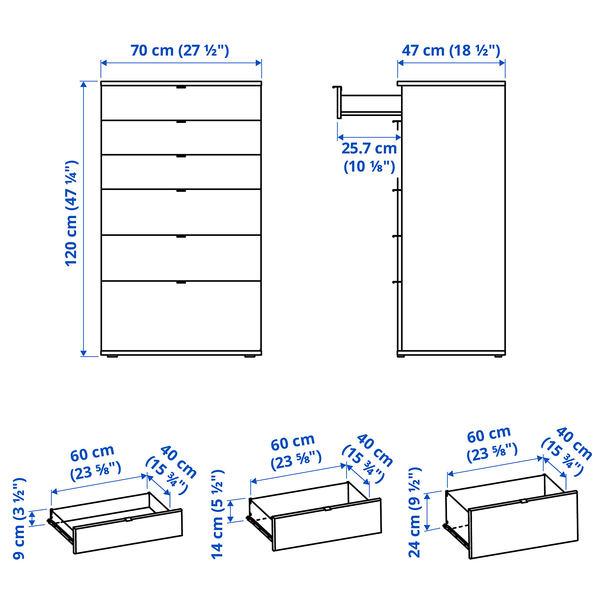 VIHALS chest of 6 drawers