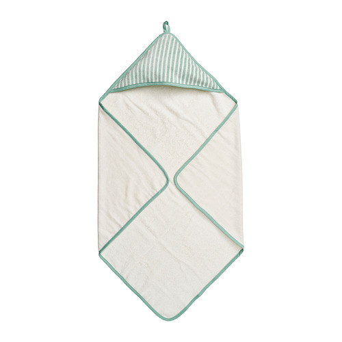 LEN - baby towel with hood, white blue/stripe pattern, 80x80 cm | IKEA Hong Kong and Macau - E1007767_S4