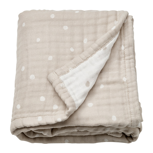 LEN - blanket, white beige/dot pattern muslin, 80x100 cm | IKEA Hong Kong and Macau - E1007773_S4