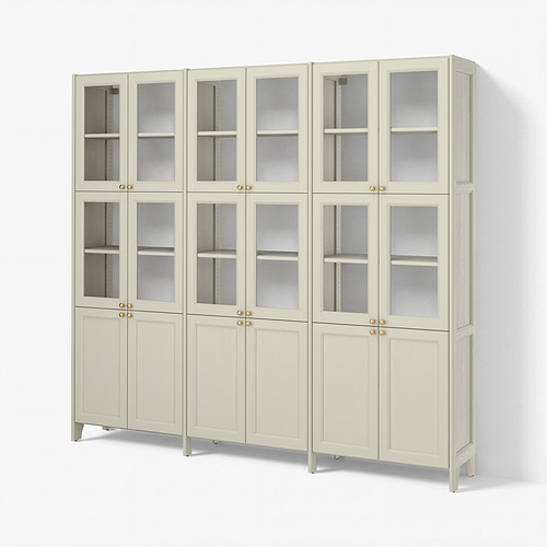 GULDDRAGARE - storage combination, beige with 6 doors/clear glass with doors, 238x37x216 cm | IKEA Hong Kong and Macau - E1044378_S4
