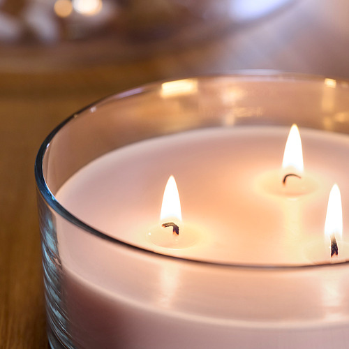 LOTSFÅGEL scented candle in glass, 3 wicks