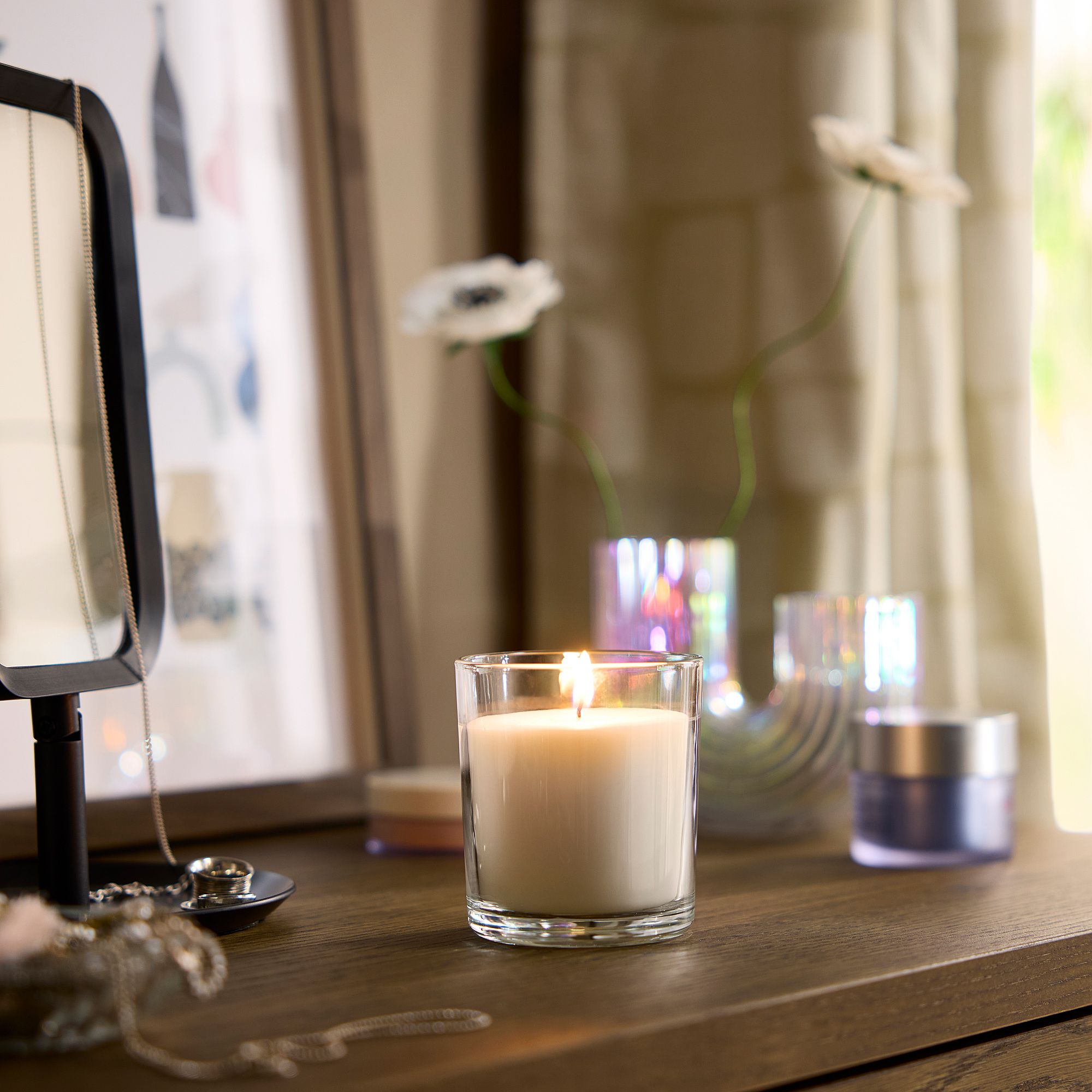 LOTSFÅGEL scented candle in glass