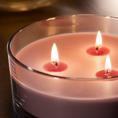 LOTSFÅGEL scented candle in glass, 3 wicks