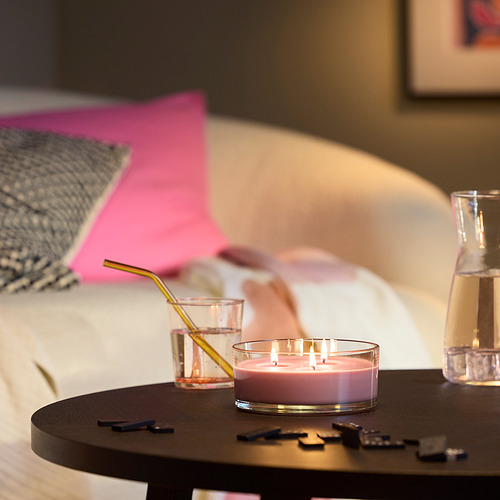 LOTSFÅGEL scented candle in glass, 3 wicks