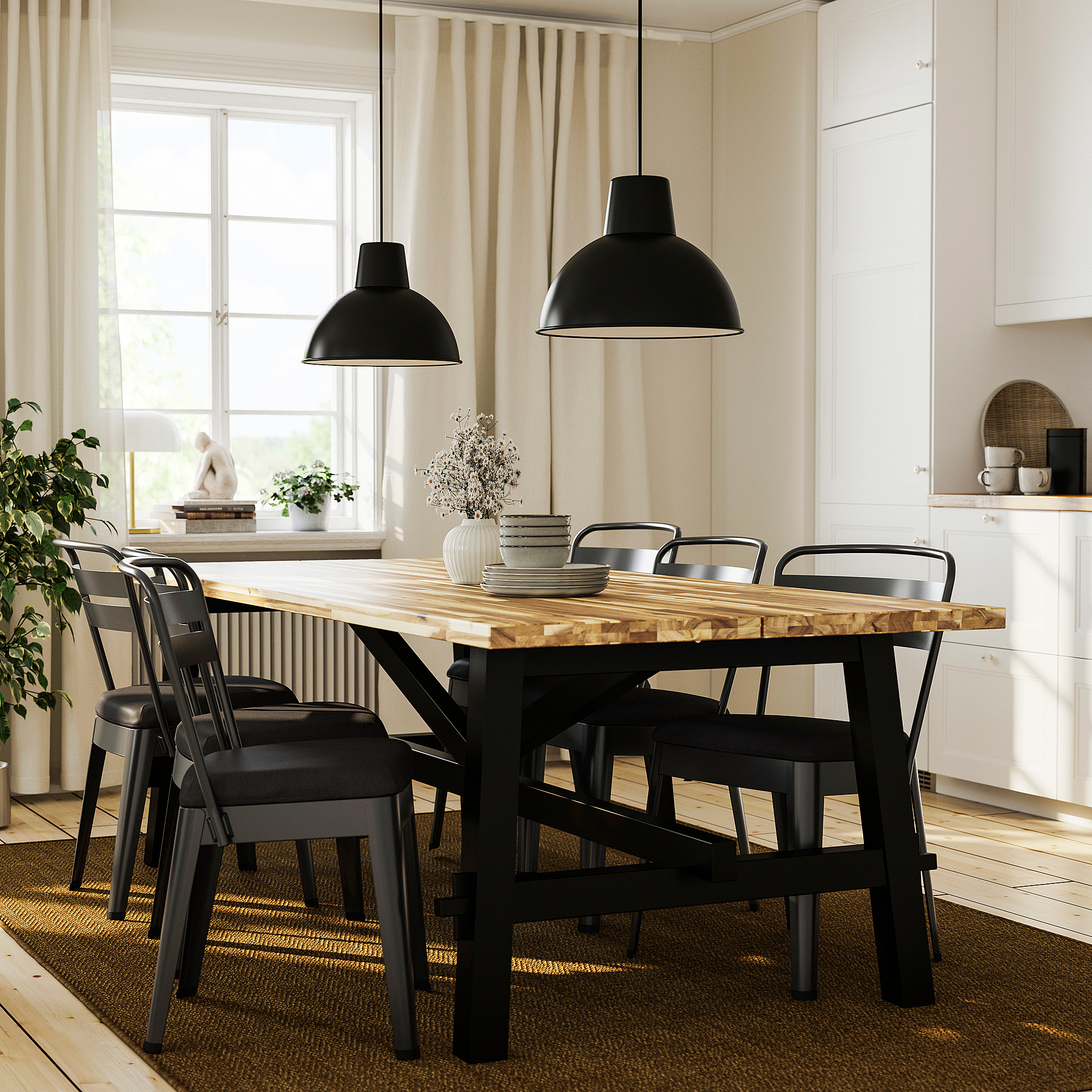 RAMSNÄS/SKOGSTA table and 6 chairs