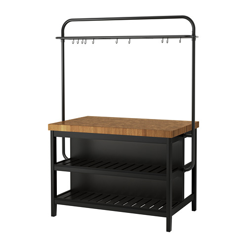 VADHOLMA kitchen island with rack