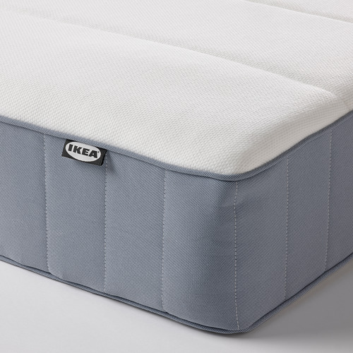 ESPEVÄR/VESTERÖY divan bed, white/extra firm light blue, queen