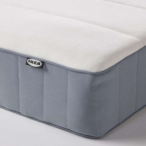 VESTERÖY pocket sprung mattress, firm/light blue, small double