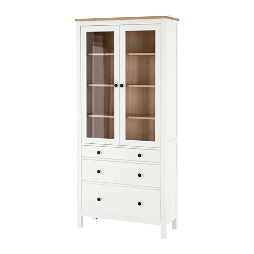 HEMNES 玻璃門貯物櫃連3層抽屜