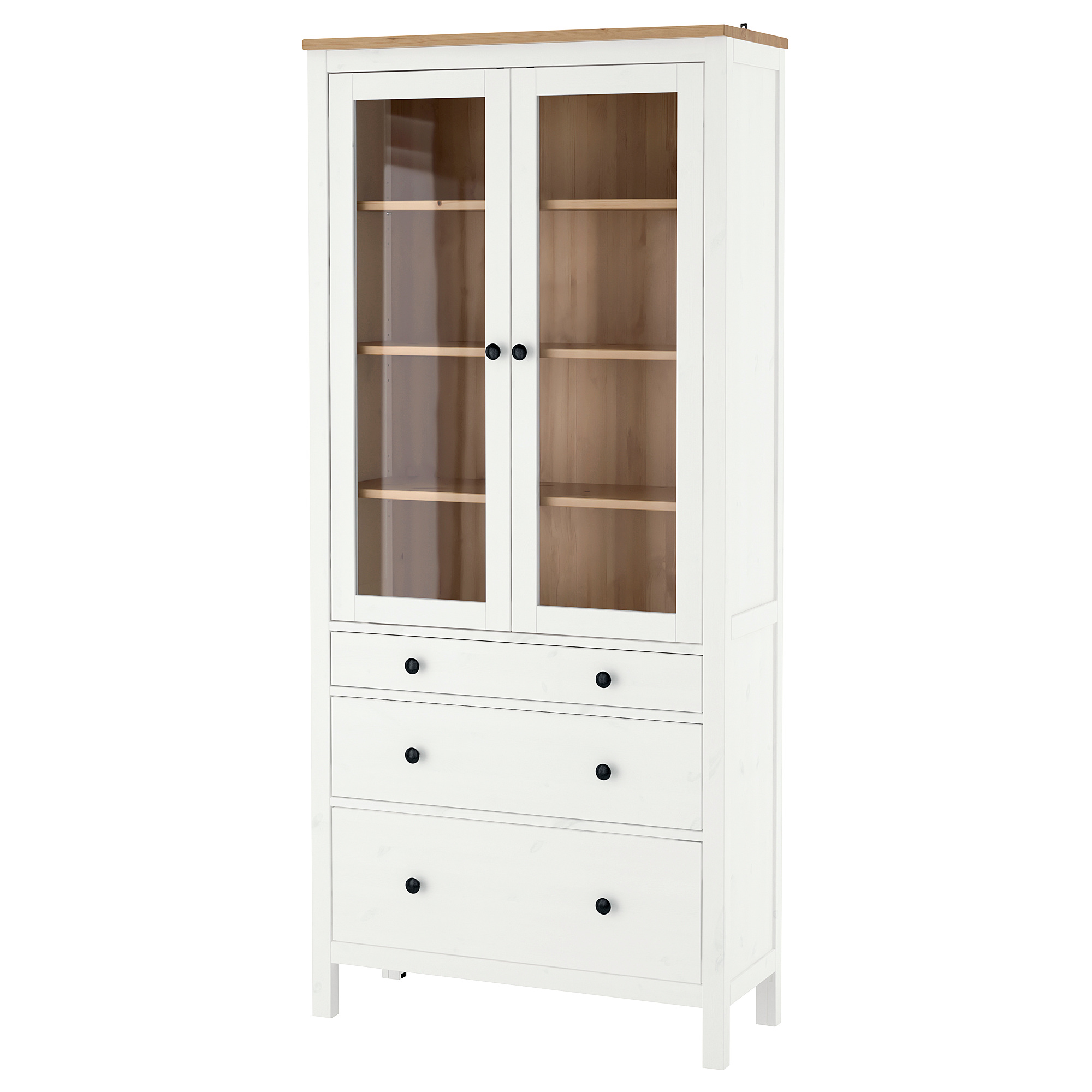 HEMNES 玻璃門貯物櫃連3層抽屜
