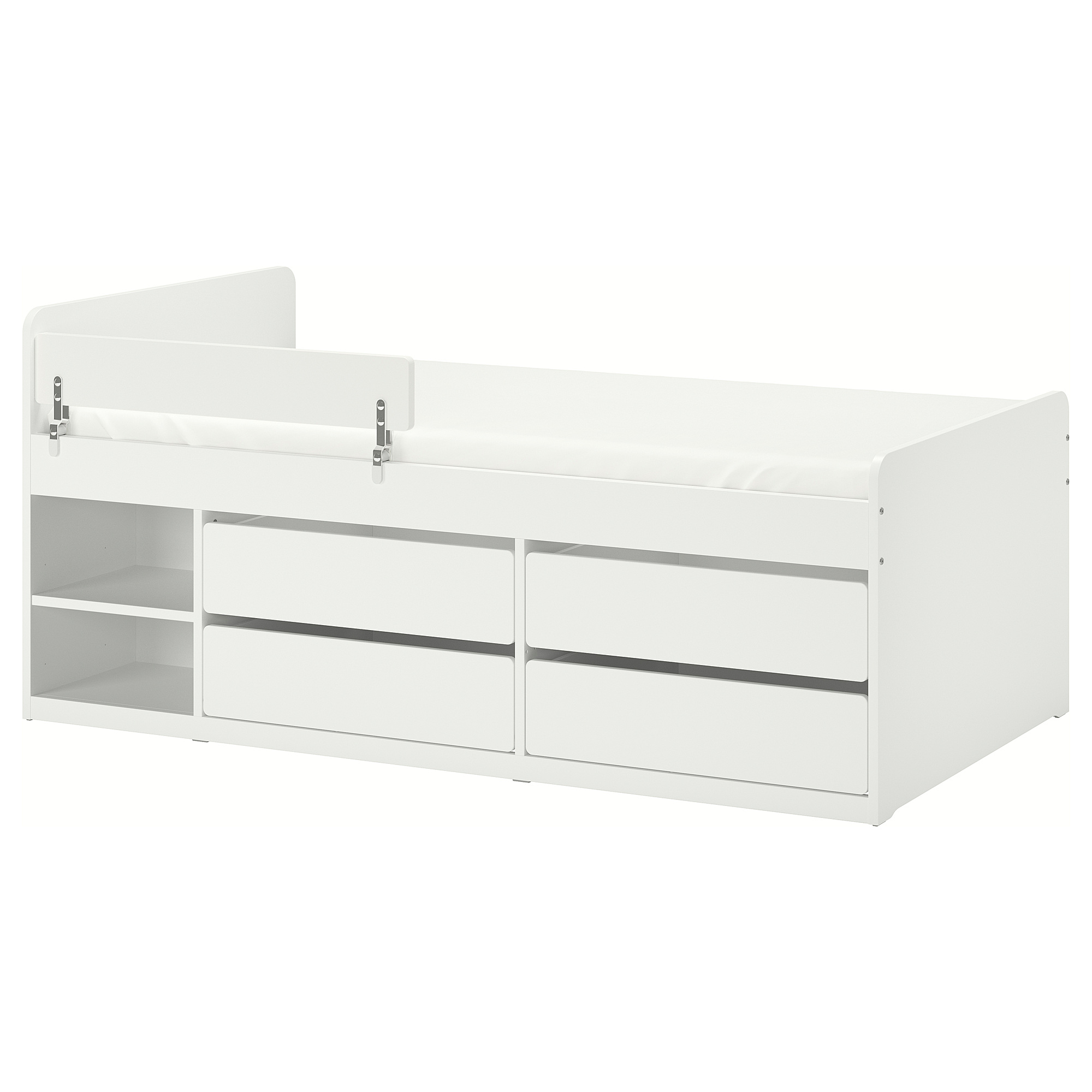 NATTAPA/SLÄKT bed frm w strg+guard rl+slat bd bse