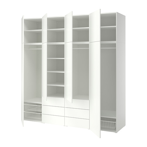 PLATSA wardrobe with 8 doors and 6 drawers