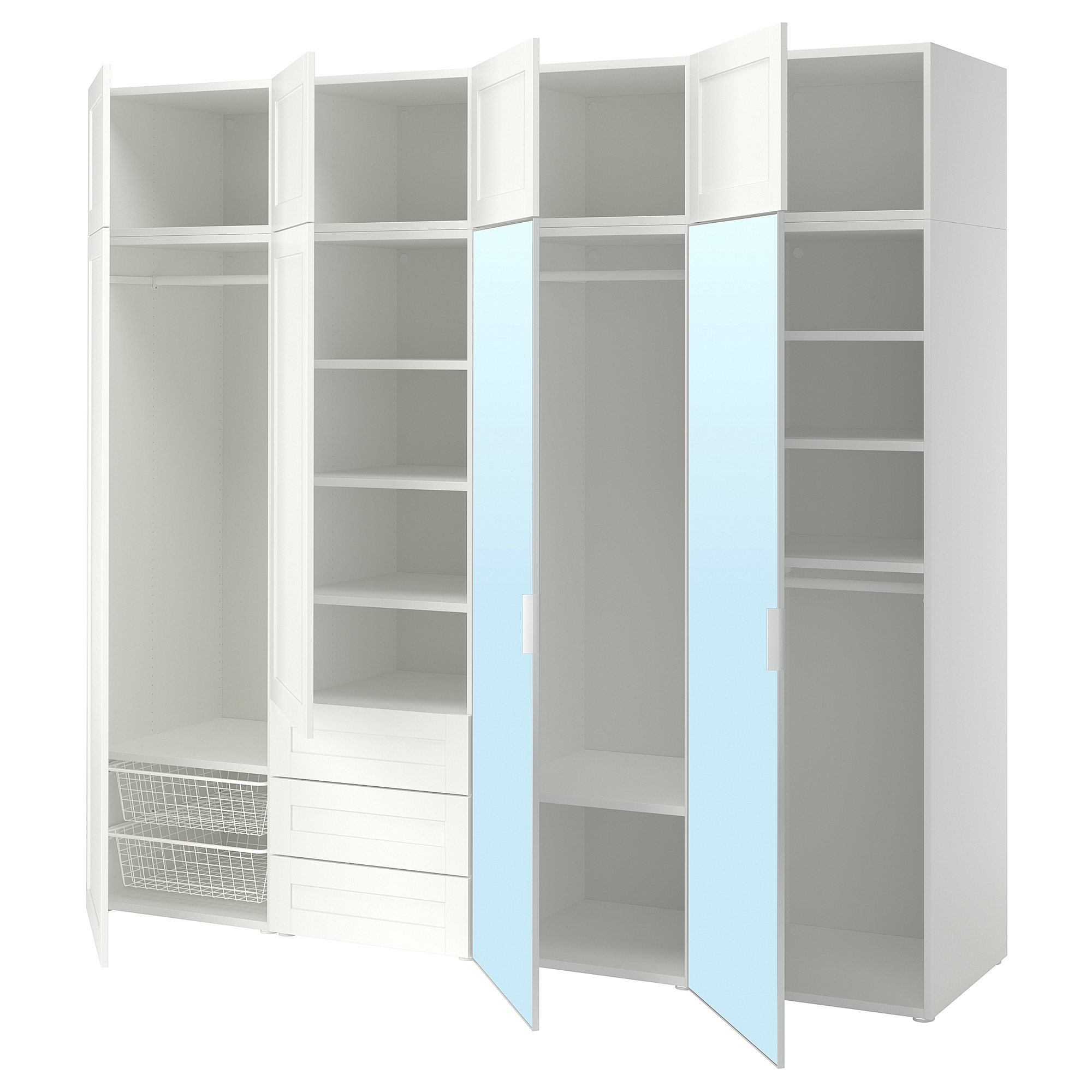 PLATSA wardrobe with 8 doors+3 drawers