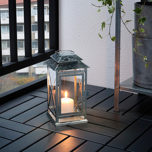 BEFÄSTA lantern f block candle, in/outdoor