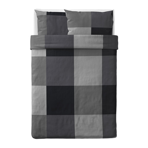 BRUNKRISSLA duvet cover and 2 pillowcases