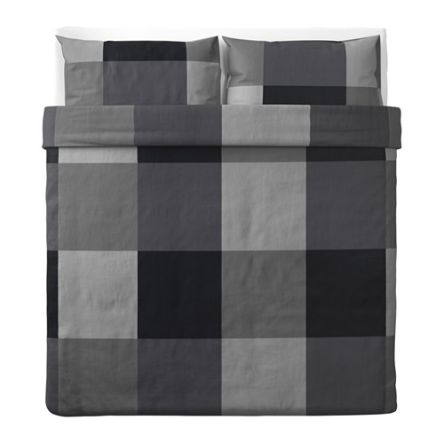 BRUNKRISSLA duvet cover and 2 pillowcases