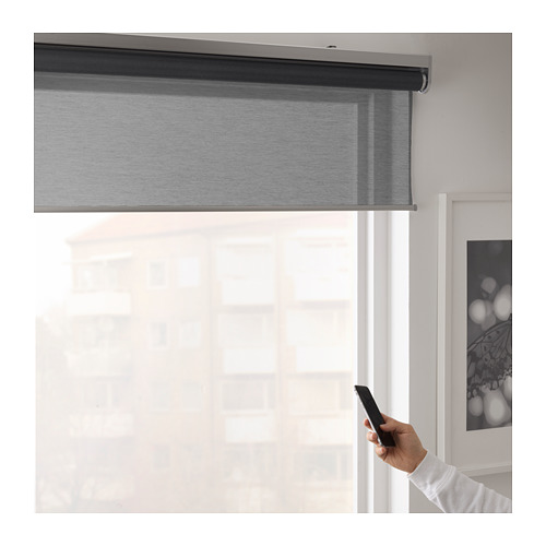 KADRILJ roller blind, 60x195 cm, wireless/battery-operated grey