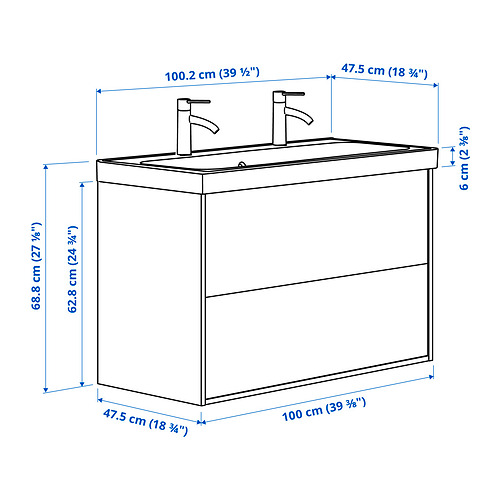 BACKSJÖN/ÄNGSJÖN wash-stnd w drawers/wash-basin/taps