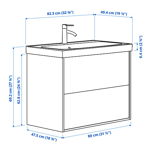 HAVBÄCK/ORRSJÖN wash-stnd w drawers/wash-basin/tap