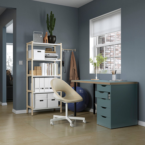 ALEX LAGKAPTEN desk grey turquoise black 140x60 cm IKEA Hong