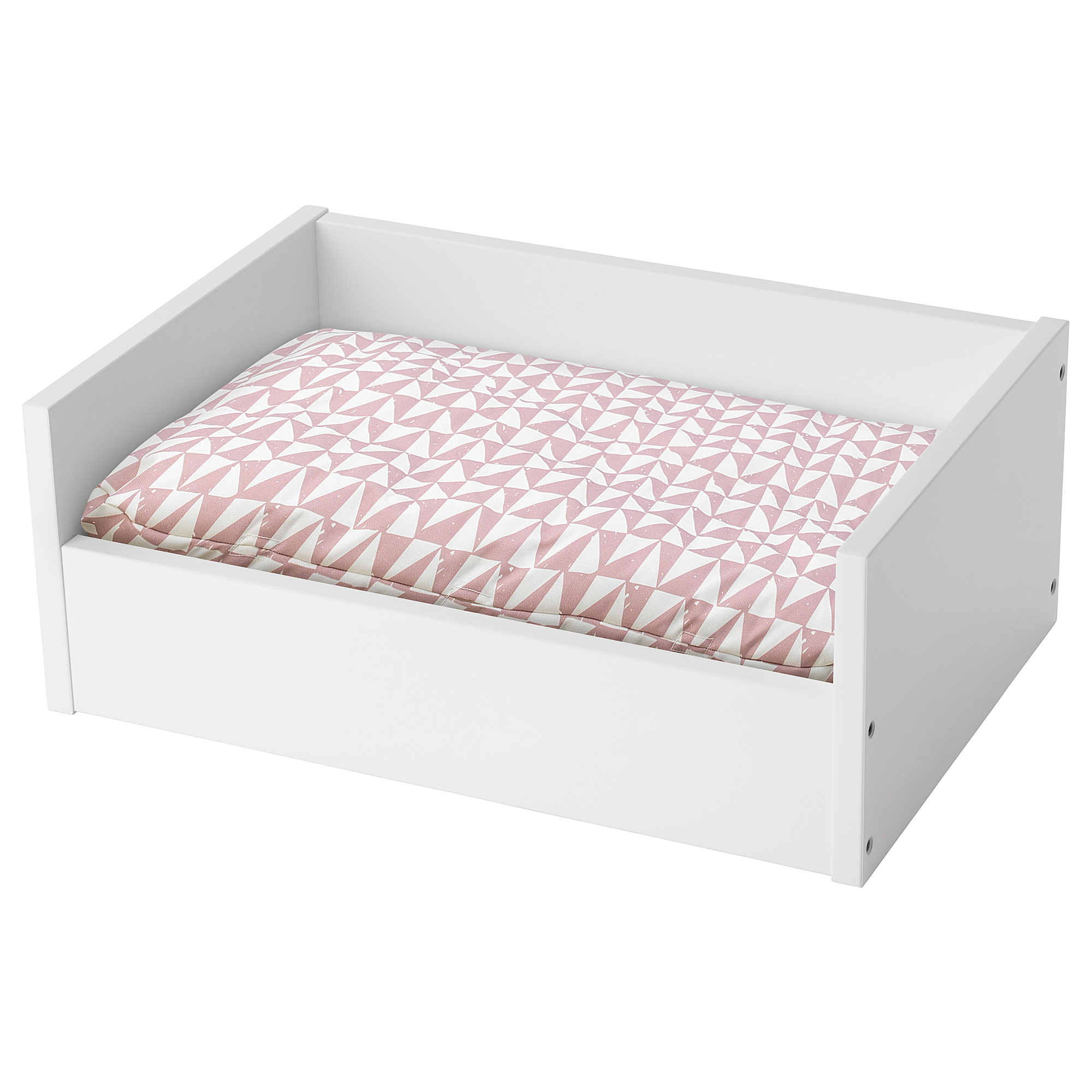 LURVIG pet bed with cushion, white/pink triangle IKEA Hong Kong and Macau