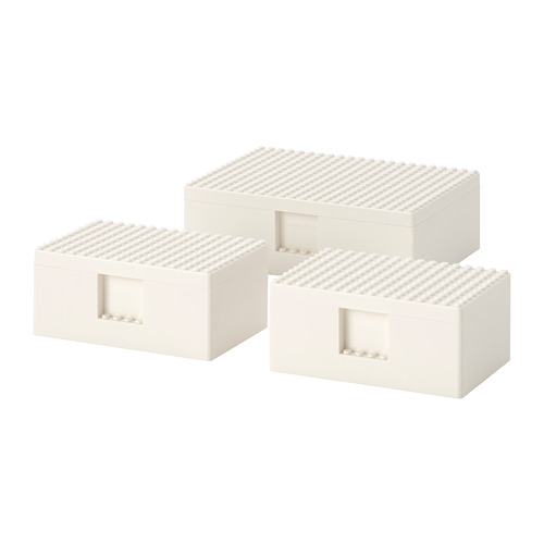 BYGGLEK LEGO® box with lid, set of 3