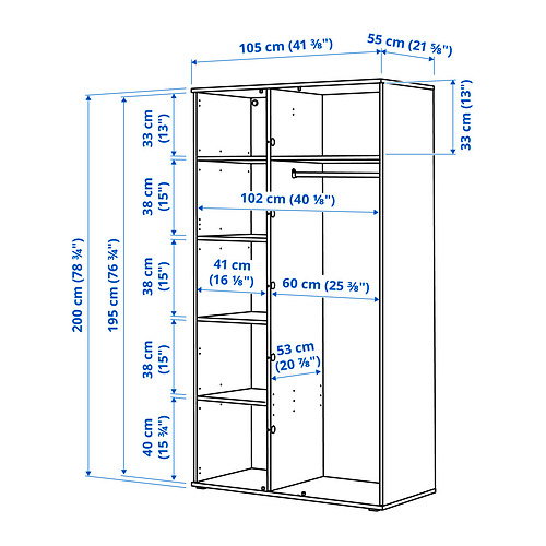 VIHALS wardrobe with 2 doors